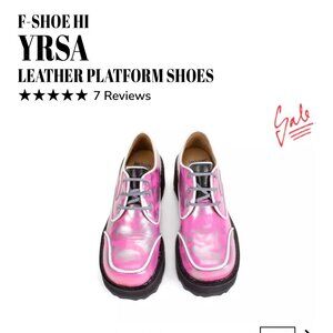 NEW NIB Fluevog F-SHOE HI YRSA Chunky Heel Pink Metallic Platform Lace Up 6.5